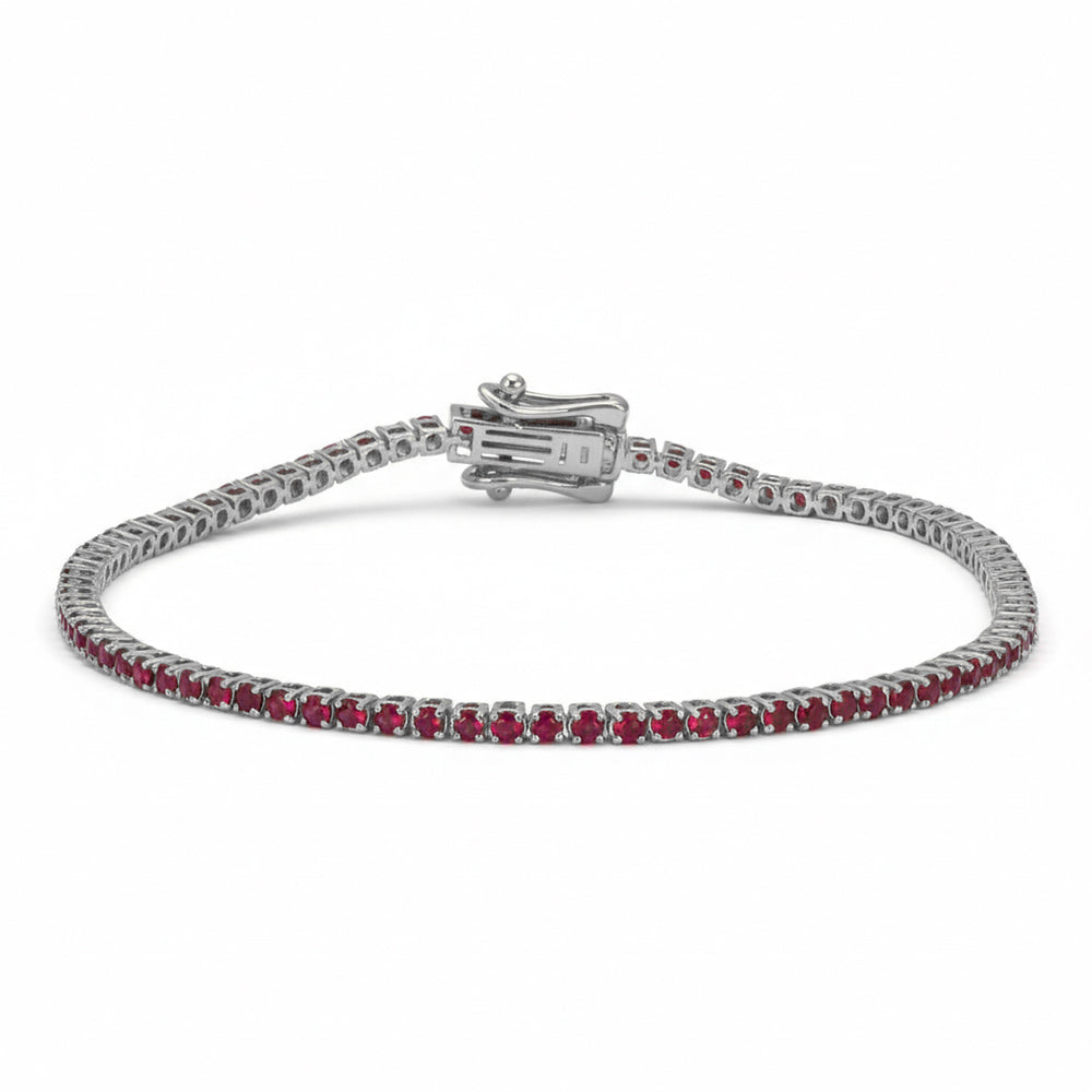 2.06ct G SI 14kt White Gold Ruby Gemstone Tennis Bracelet 7" Long