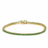 1.77ct G SI 14kt Yellow Gold Emerald Gemstone Tennis Bracelet 7" Long