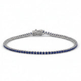 2.23ct G SI 14kt White Gold Blue Sapphire Gemstone Tennis Bracelet 7" Long