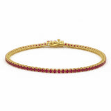3.34ct G SI 14kt Yellow Gold Ruby Gemstone Tennis Bracelet 7" Long