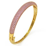 5.05ct G SI 14kt Yellow Gold Pink Sapphire Pave Set Gemstone Bangle
