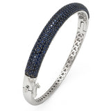 4.85ct G SI 14kt White Gold Blue Sapphire Pave Set Gemstone Bangle