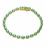 8.08ct G SI 14kt Yellow Gold Emerald Gemstone Tennis Bracelet 7" Long