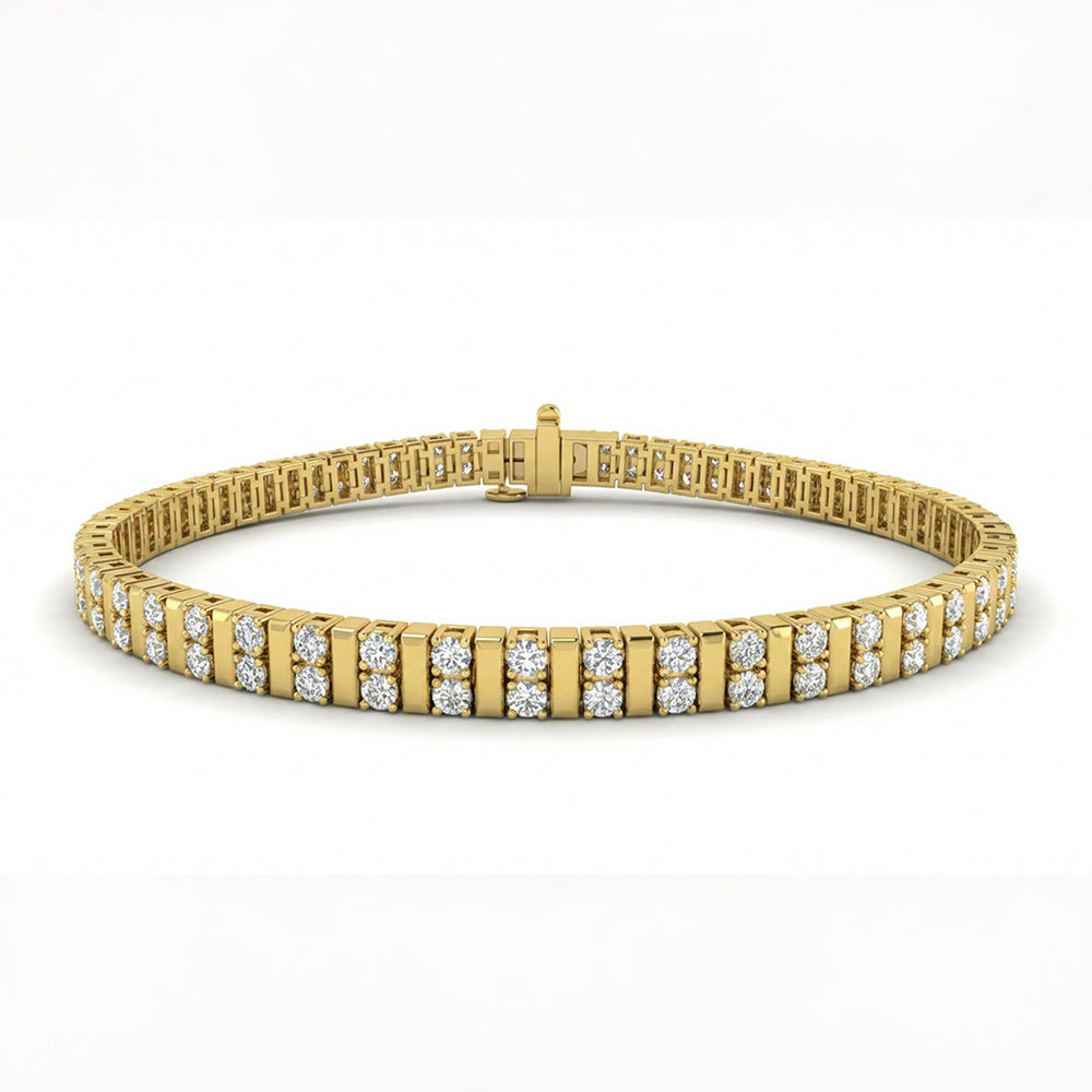 <span style="color:purple">SPECIAL!</span> 1.50ct G SI 14kt Yellow Gold Double Line Diamond Bracelet 7" Long