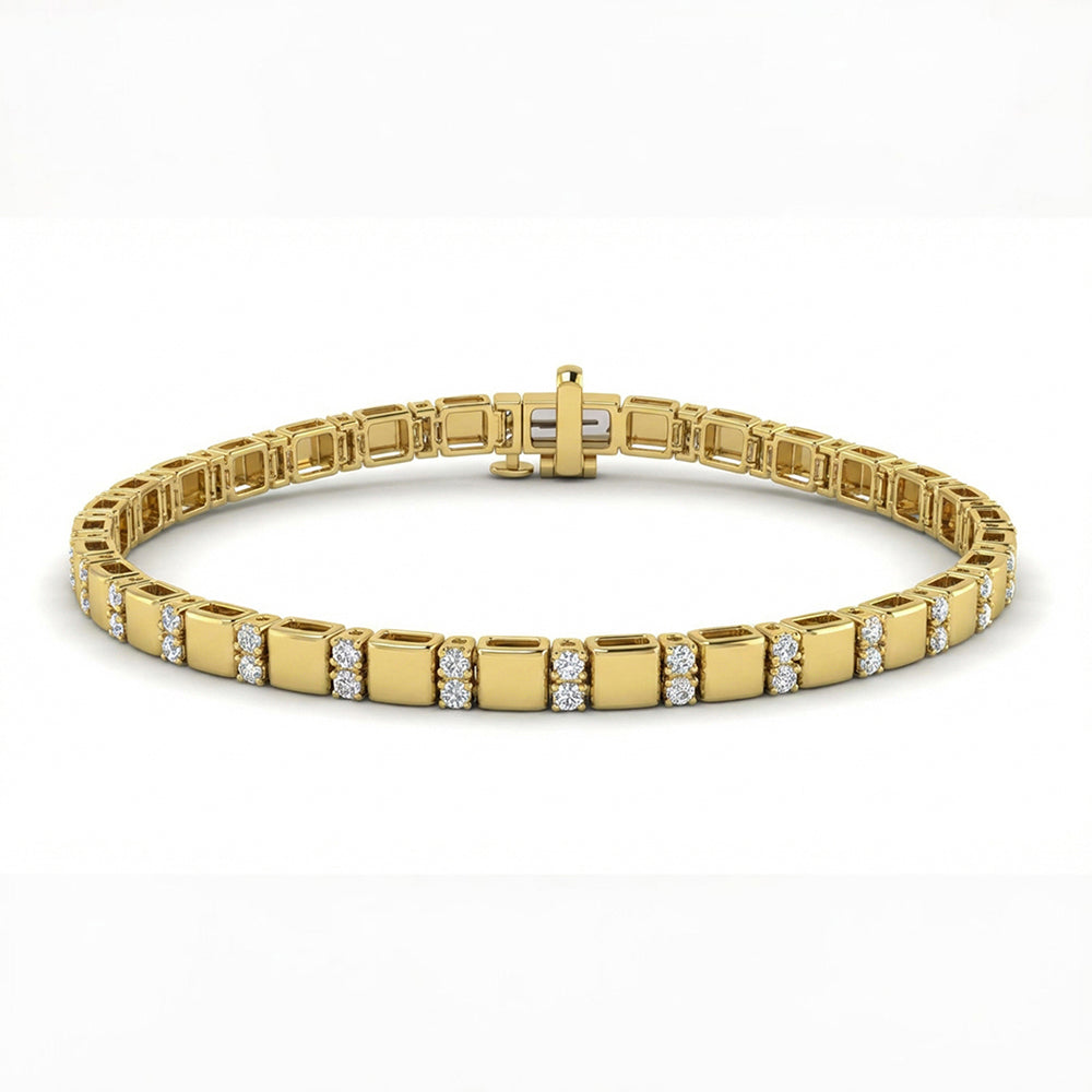 1.00ct G SI 14kt Yellow Gold Diamond Modern Bracelet 7" Long