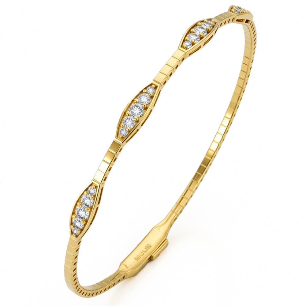 .49ct G SI 14kt Yellow Gold Diamond Flexible Bangle Bracelet