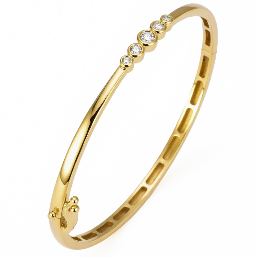 .25ct G SI 14kt Yellow Gold Diamond Bezel Set Bangle Bracelet