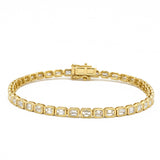 4.07ct G SI 14kt Yellow Gold Bezel Set Diamond Tennis Bracelet 7" Long