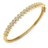 2.07ct G SI 14kt Yellow Gold Pear Diamond Bezel Set Bangle Bracelet