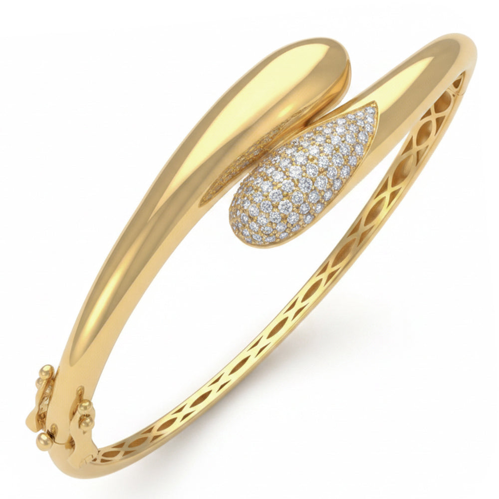 .72ct G SI 14kt Yellow Gold Wrap Around Modern Diamond Bangle Bracelet
