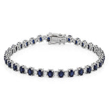 6.04ct G SI 14kt White Gold Diamond & Blue Sapphire Gematone Bracelet 7" Long