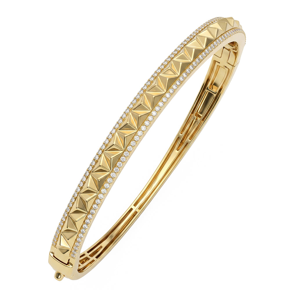 .75ct G SI 14kt Yellow Gold Diamond Modern Bangle Bracelet
