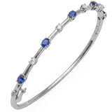 1.24ct G SI 14kt White Gold Diamond & Blue Sapphire Gemstone Bangle Bracelet