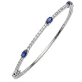1.41ct G SI 14kt White Gold Diamond & Blue Sapphire Gemstone Bangle Bracelet