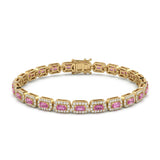 <span style="color:purple">SPECIAL!</span> 4.15ct G SI 14kt Yellow Gold Pink Sapphire Gemstone & Diamond Tennis Bracelet 7" Long