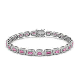 <span style="color:purple">SPECIAL!</span> 4.24ct G SI 14kt White Gold Pink Sapphire Gemstone Tennis Bracelet 7" Long