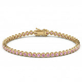 <span style="color:purple">SPECIAL!</span> 1.73ct G SI 14kt Yellow Gold Pink Sapphire Gemstone Tennis Bracelet 7" Long