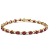<span style="color:purple">SPECIAL!</span> 5.31ct G SI 14kt Yellow Gold Ruby Gemstone & Diamond Tennis Bracelet 7" Long