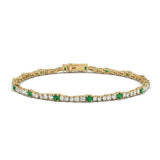 <span style="color:purple">SPECIAL!</span> 2.37ct G SI 14kt Yellow Gold Emerald Gemstone & Diamond Tennis Bracelet 7" Long
