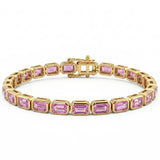 <span style="color:purple">SPECIAL!</span> 8.05ct G SI 14kt Yellow Gold Pink Sapphire Gemstone Tennis Bracelet 7" Long