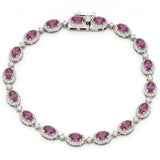 <span style="color:purple">SPECIAL!</span> 5.07ct G SI 14kt White Gold Pink Sapphire Gemstone Tennis Bracelet 7" Long