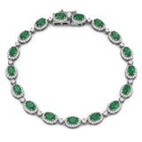 <span style="color:purple">SPECIAL!</span> 4.82ct G SI 14kt White Gold Emerald Gemstone & Diamond Tennis Bracelet 7" Long