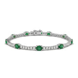 <span style="color:purple">SPECIAL!</span> 3.03ct G SI 14kt White Gold Emerald Gemstone & Diamond Tennis Bracelet 7" Long