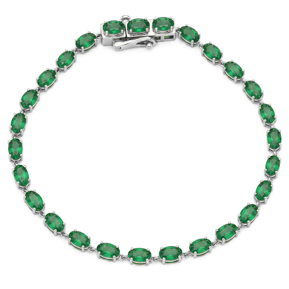<span style="color:purple">SPECIAL!</span> 5.97ct G SI 14kt White Gold Emerald Gemstone Tennis Bracelet 7" Long