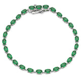 <span style="color:purple">SPECIAL!</span> 5.97ct G SI 14kt White Gold Emerald Gemstone Tennis Bracelet 7" Long