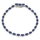 <span style="color:purple">SPECIAL!</span> 8.09ct G SI 14kt White Gold Blue Sapphire Gemstone Tennis Bracelet 7" Long