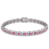 <span style="color:purple">SPECIAL!</span> 7.52ct G SI 14kt White Gold Pink Sapphire Gemstone & Diamond Tennis Bracelet 7" Long