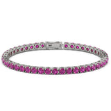 <span style="color:purple">SPECIAL!</span> 7.24ct G SI 14kt White Gold Pink Sapphire Gemstone Tennis Bracelet 7" Long