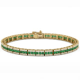 <span style="color:purple">SPECIAL!</span> 3.86ct G SI 14kt Yellow Gold Diamond & Emerald  Gemstone Bracelet 7" Long
