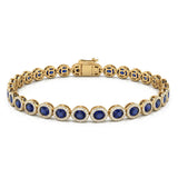 <span style="color:purple">SPECIAL!</span> 7.78ct G SI 14kt Yellow Gold Diamond & Blue Sapphire Gemstone Tennis Bracelet 7.5" Long
