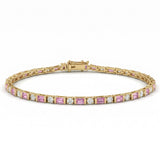 <span style="color:purple">SPECIAL!</span> 2.88ct G SI 14kt Yellow Gold Diamond & Pink Sapphire Gemstone Tennis Bracelet  7" Long