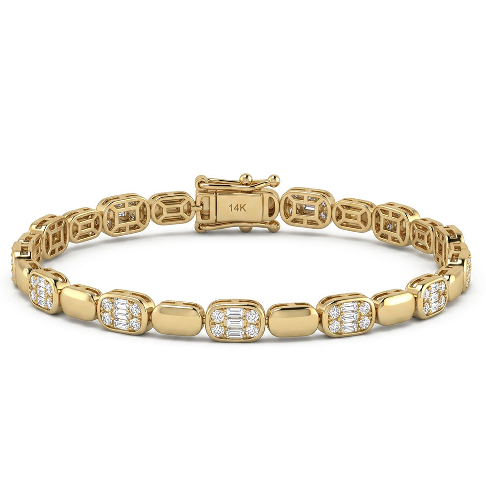 <span style="color:purple">SPECIAL!</span> 1.21ct G SI 14kt Yellow Gold Diamond Modern Bracelet  7" Long