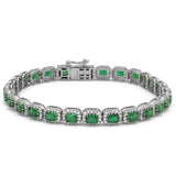 <span style="color:purple">SPECIAL!</span> 7.73ct G SI 14kt White Gold Diamond & Emerald Gemstone Tennis Bracelet 7" Long