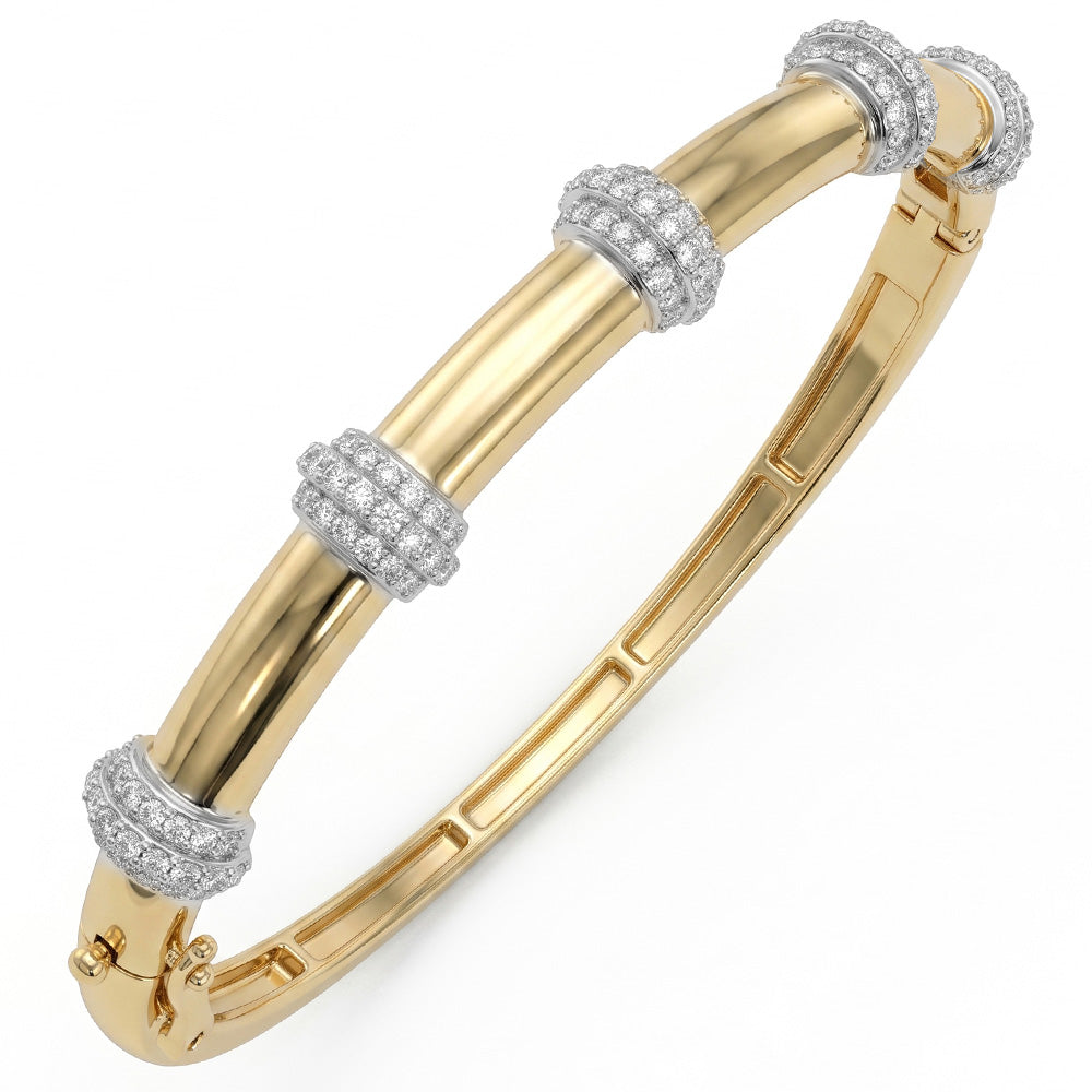 <span style="color:purple">SPECIAL!</span> .96ct G SI 14kt Yellow Gold Diamond Modern Bangle Bracelet