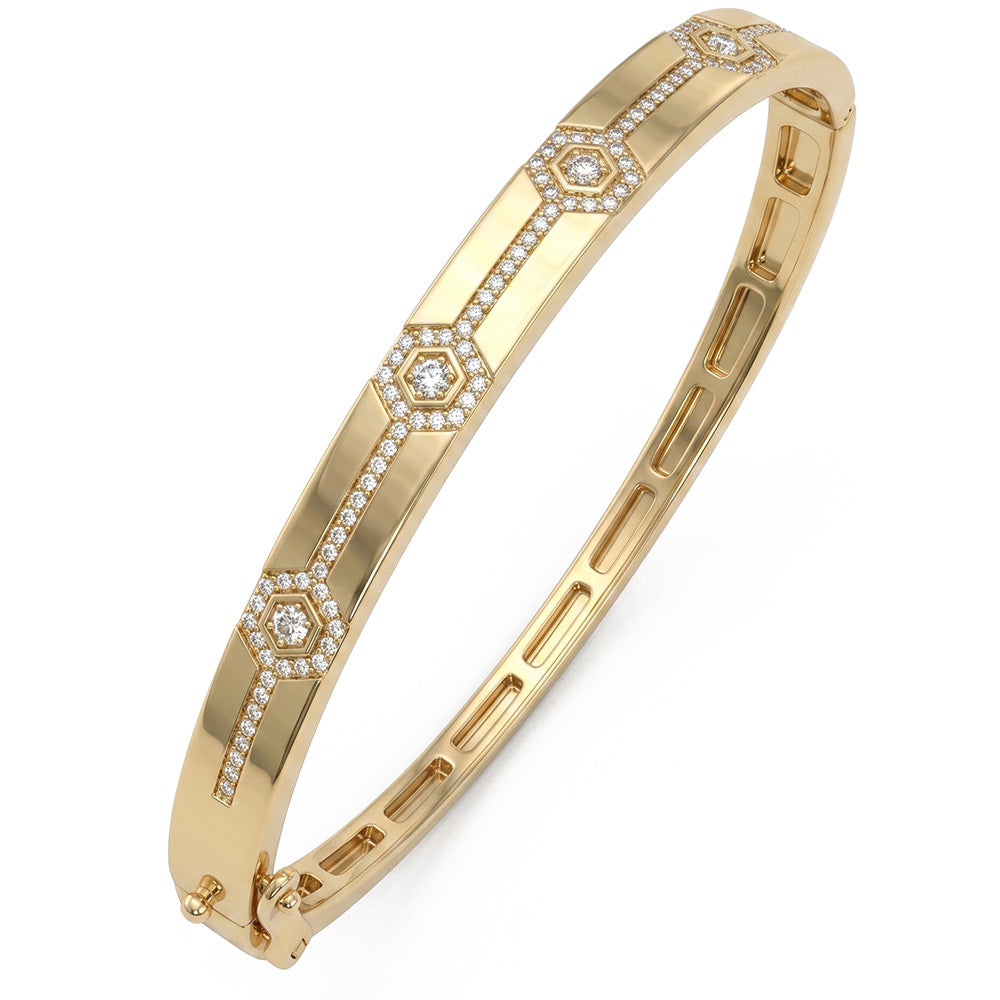 <span style="color:purple">SPECIAL!</span>.47ct G SI 14kt Yellow Gold Diamond Modern Bangle Bracelet