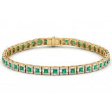 <span style="color:purple">SPECIAL!</span>3.88ct G SI 14kt Yellow Gold Diamond & Emerald  Gemstone Bracelet  7" Long