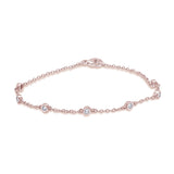 .22ct G SI 14k Rose Gold Diamond by the Yard Station Bracelet 7" Long