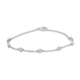 .21ct 14k White Gold Diamond by the Yard Station Bracelet 7" Long