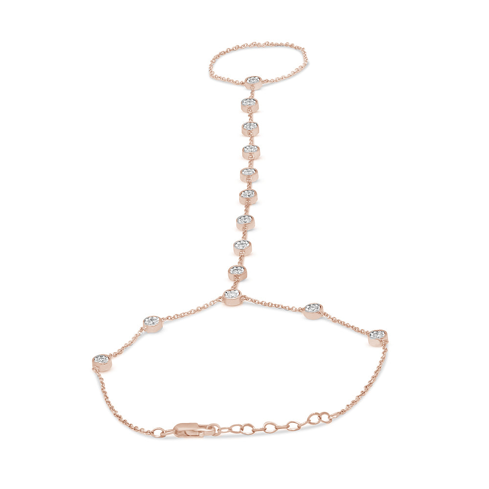 <span style="color:purple">SPECIAL!</span>.51cts 14k Rose Gold Diamond Bracelet & Ring Chain 7" + 3" Ext