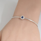 <span>GEMSTONE CLOSEOUT </span>! .42cts 14k White Gold Round Blue Sapphire & Diamond Bangle Wrist Size 7"
