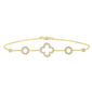 <span style="color:purple">SPECIAL!</span> .53ct 14K Yellow Gold Clover Diamond Bracelet 7"