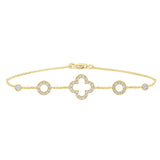 .53ct 14K Yellow Gold Clover Diamond Bracelet 7"