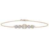 <span style="color:purple">SPECIAL!</span> .33ct 14K Yellow Gold Round & Baguette Diamond Bracelet 7"