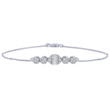 .33ct 14K White Gold Elegant Round & Baguette Diamond Bracelet 7"