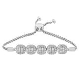 .39ct 14K White Gold Diamond Adjustable Bola Bracelet