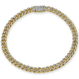 <span style="color:purple">SPECIAL!</span>6MM .85ct G SI 14K Yellow Gold Diamond Round Cuban Bracelet 8"